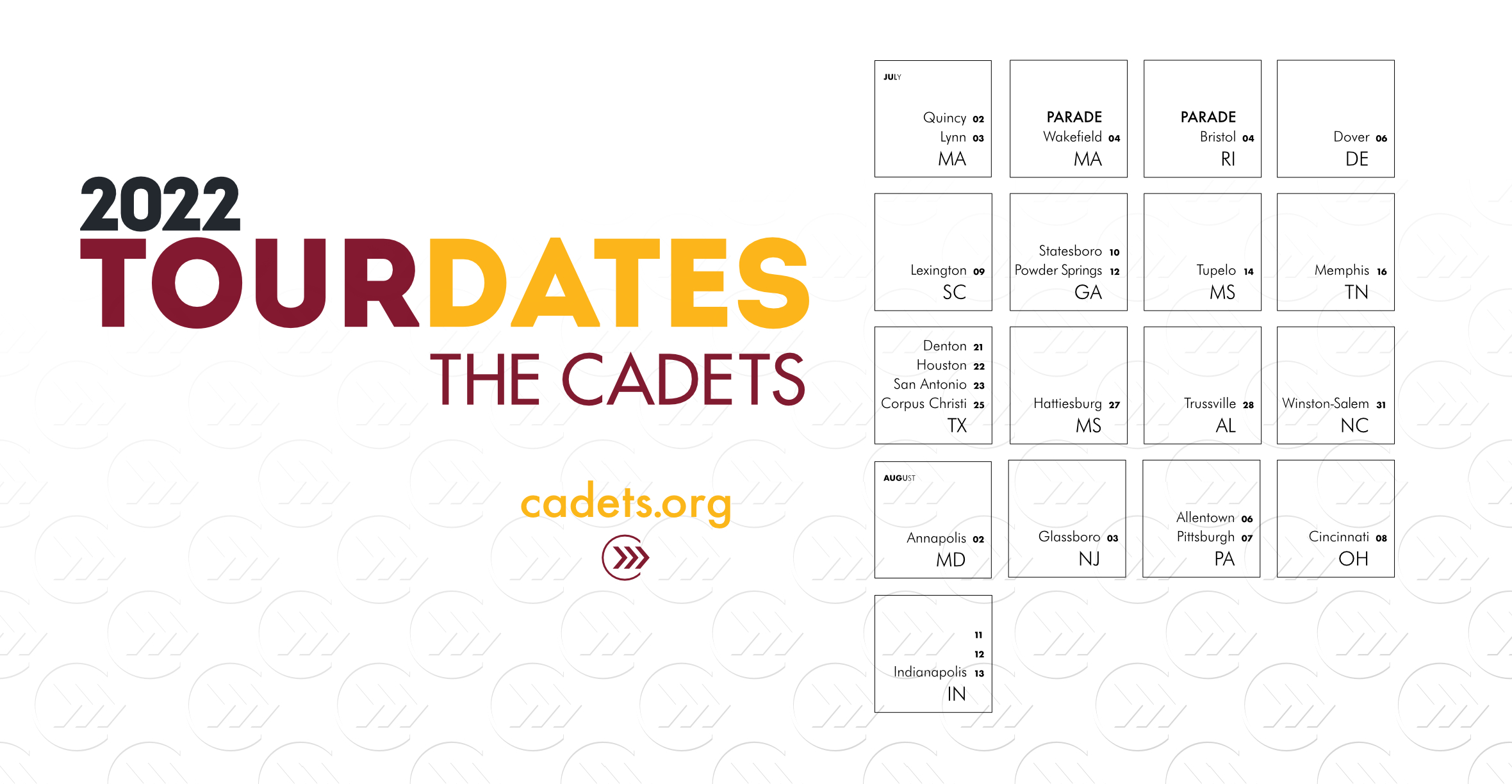 The Cadets 2022 DCI Tour Schedule